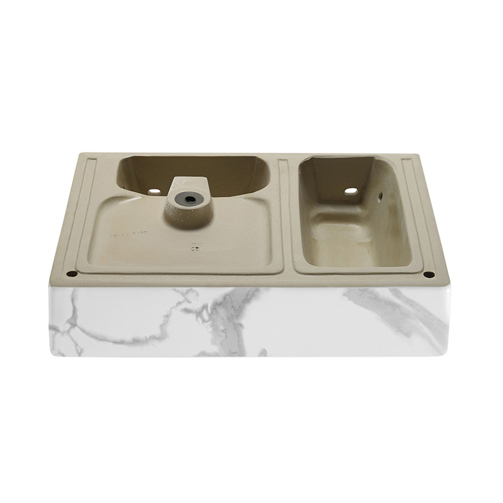 Swiss Madison St. Tropez 24" Right Side Faucet Wall-Mount Bathroom Sink in White Marble