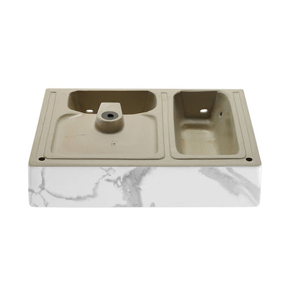Swiss Madison St. Tropez 24" Right Side Faucet Wall-Mount Bathroom Sink in White Marble