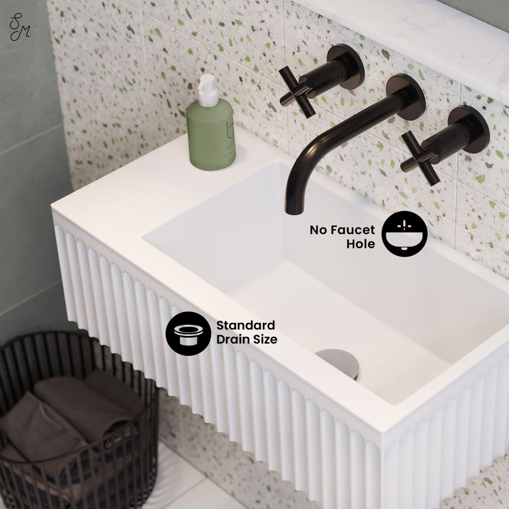 Swiss Madison Delice 24" Rectangle Wall-Mount Bathroom Sink in Matte White