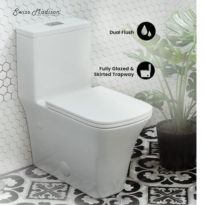 Swiss Madison Eclair One-Piece Square Toilet Dual-Flush 0.8/1.28 gpf
