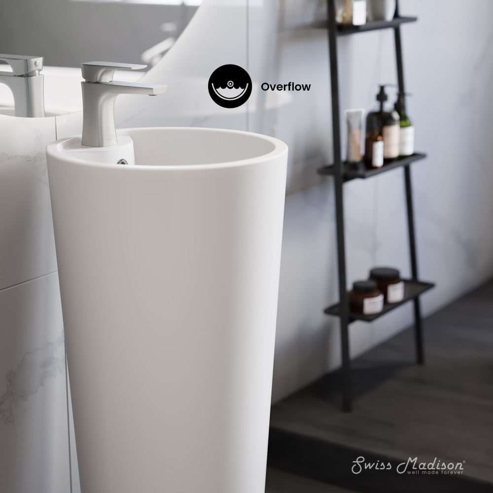 Swiss Madison Monaco Circular Basin Pedestal Sink in Matte White