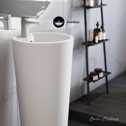 Swiss Madison Monaco Circular Basin Pedestal Sink in Matte White