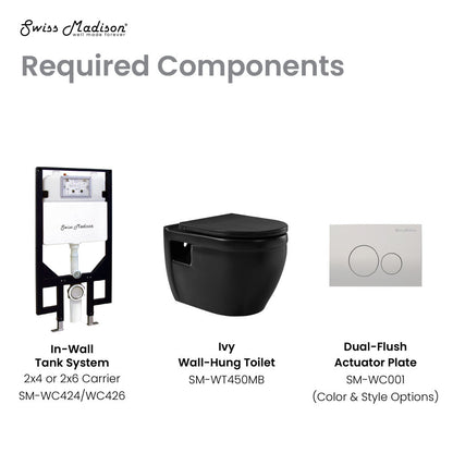 Swiss Madison Ivy Wall-Hung Elongated Toilet Bowl in Matte Black