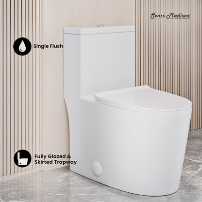 Swiss Madison Dreux High Efficiency One-Piece Elongated Toilet with 0.8 GPF Water Saving Patented Technology