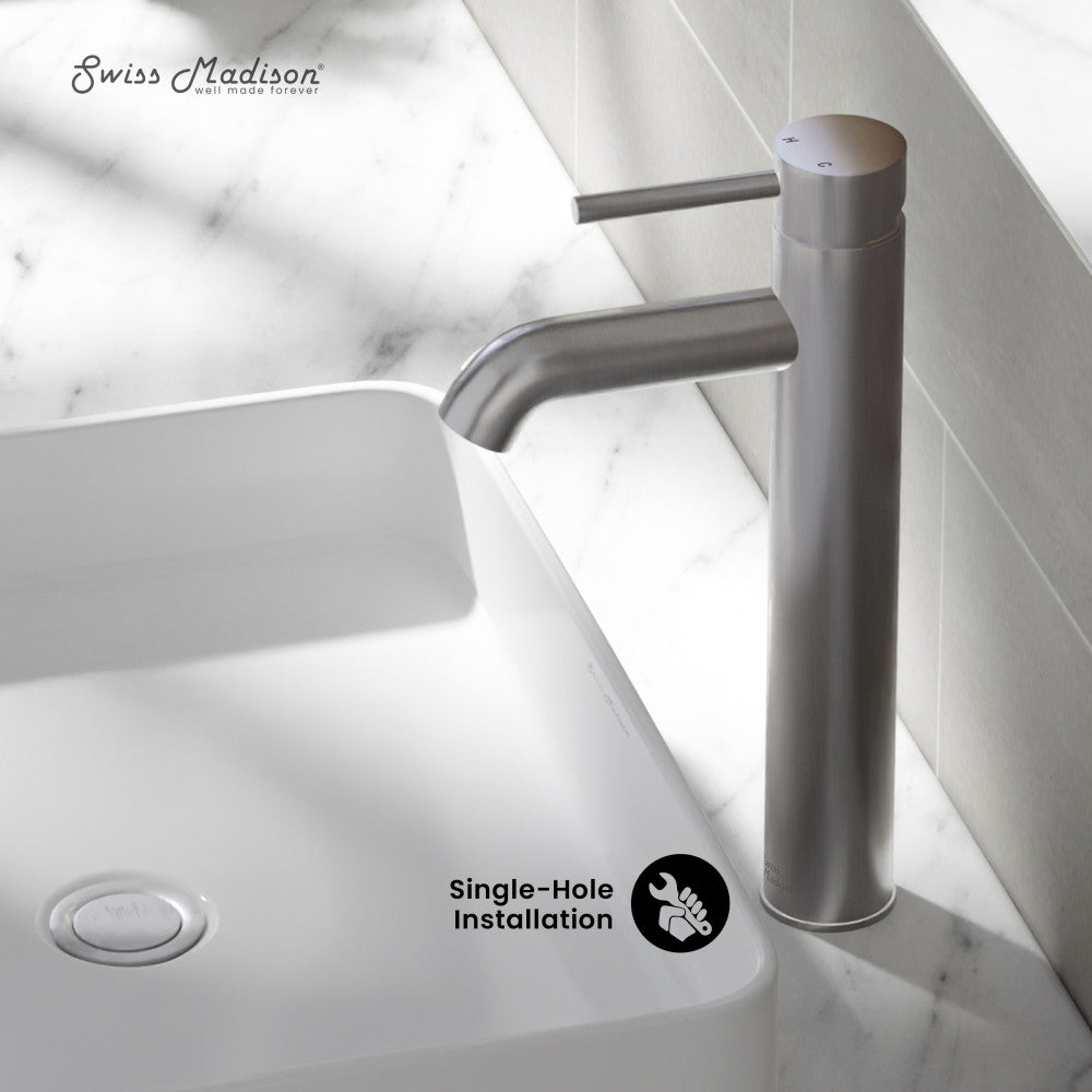 Swiss Madison Ivy Single Hole, Single-Handle, High Arc Bathroom Faucet in Brushed Nickel