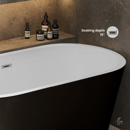 Swiss Madison Claire 60" Freestanding Bathtub Matte Black and Matte White