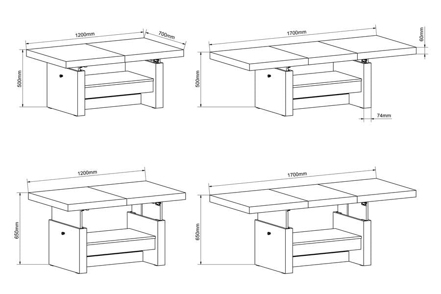 Maxima House Lift Top Coffee Table AVERSA with drawer