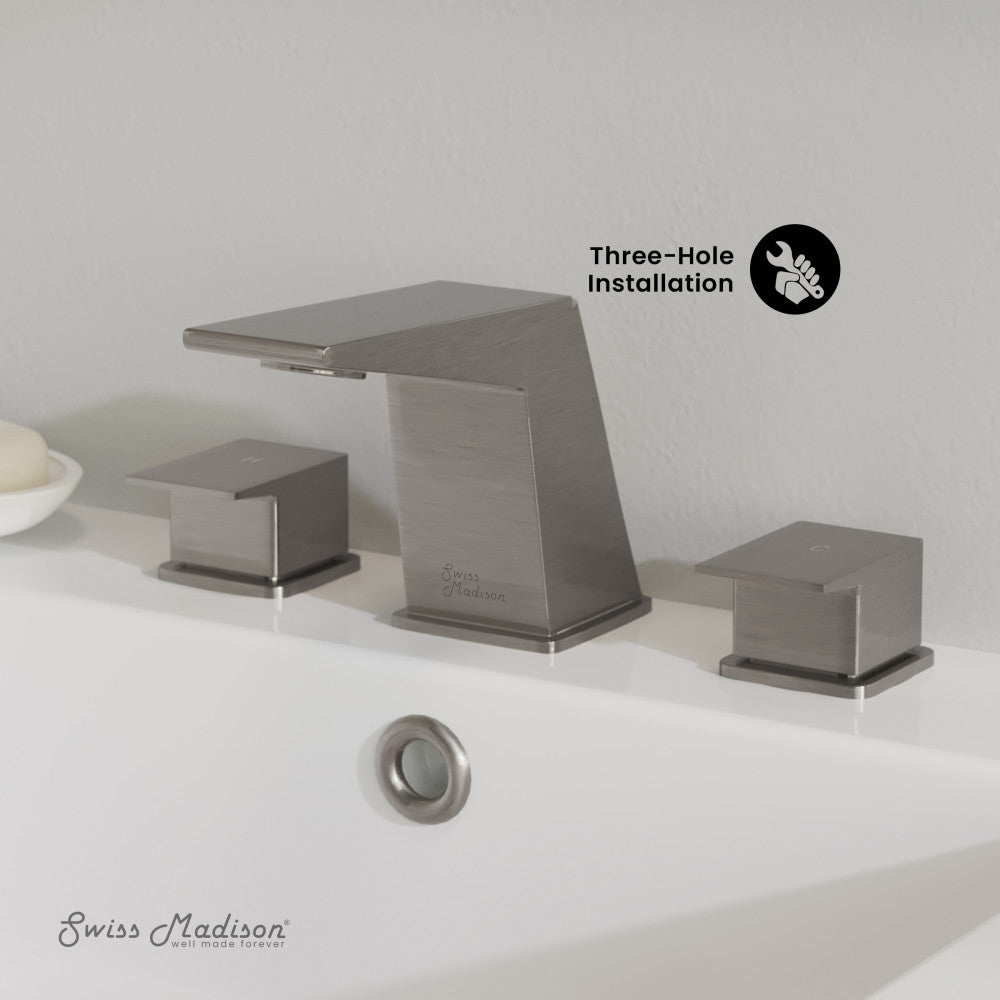 Swiss Madison Carre 8 in. Widespread, 2-Handle, Bathroom Faucet in Brushed Nickel