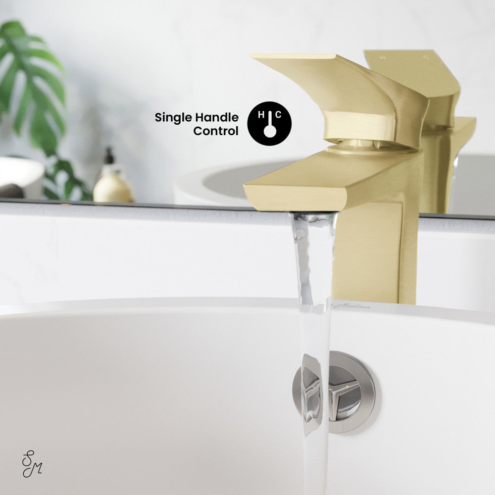 Swiss Madison Monaco Single Hole, Single-Handle, High Arc Bathroom Faucet in Brushed Gold