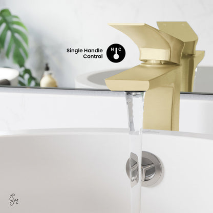 Swiss Madison Monaco Single Hole, Single-Handle, High Arc Bathroom Faucet in Brushed Gold