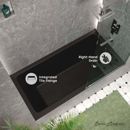 Swiss Madison Voltaire 60" x 30" Right-Hand Drain Alcove Bathtub in Matte Black