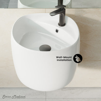 Swiss Madison Ivy 18 in. Ceramic Glossy White Wall Mount Sink