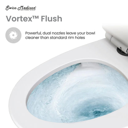 Swiss Madison St. Tropez One Piece Elongated Toilet Dual Vortex™ Flush, Black Hardware