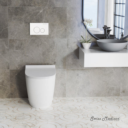 Swiss Madison St. Tropez Back-to-Wall Toilet Bundle 0.8/1.6 GPF Dual Flush in Glossy White with White Flush Plate