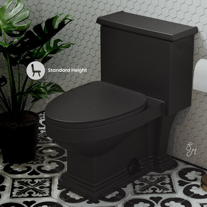 Swiss Madison Voltaire One-Piece Elongated Toilet Left Side Flush Handle 1.28 gpf in Matte Black