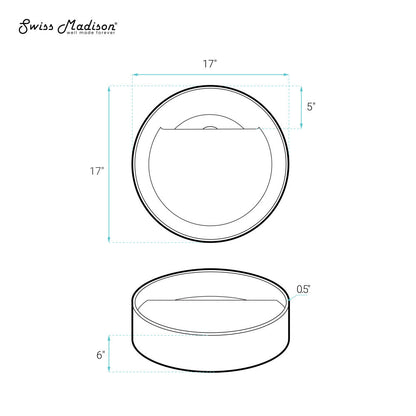 Swiss Madison Beau 16.5" Round Vessel Bathroom Sink in Matte White