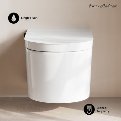 Swiss Madison Hugo H Wall-Hung Toilet in Glossy White with Manual Bidet and Supporting Frame