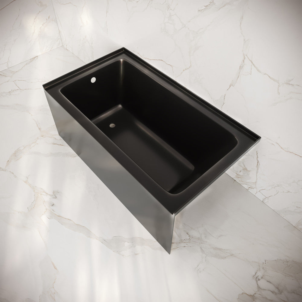 Swiss Madison Voltaire 54 x 30 Skirted Left Drain Soaking Apron Bathtub in Glossy Black