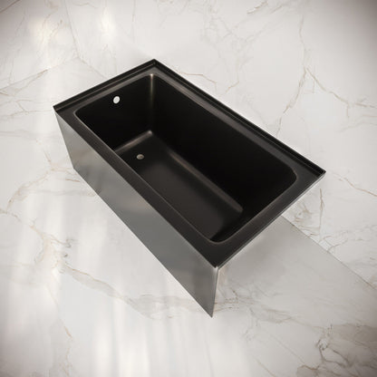 Swiss Madison Voltaire 54 x 30 Skirted Left Drain Soaking Apron Bathtub in Glossy Black