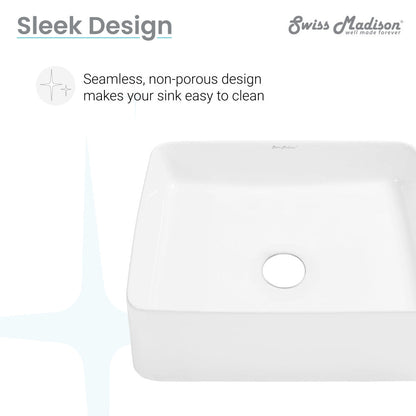 Swiss Madison Concorde 15 Square Ceramic Vessel Sink