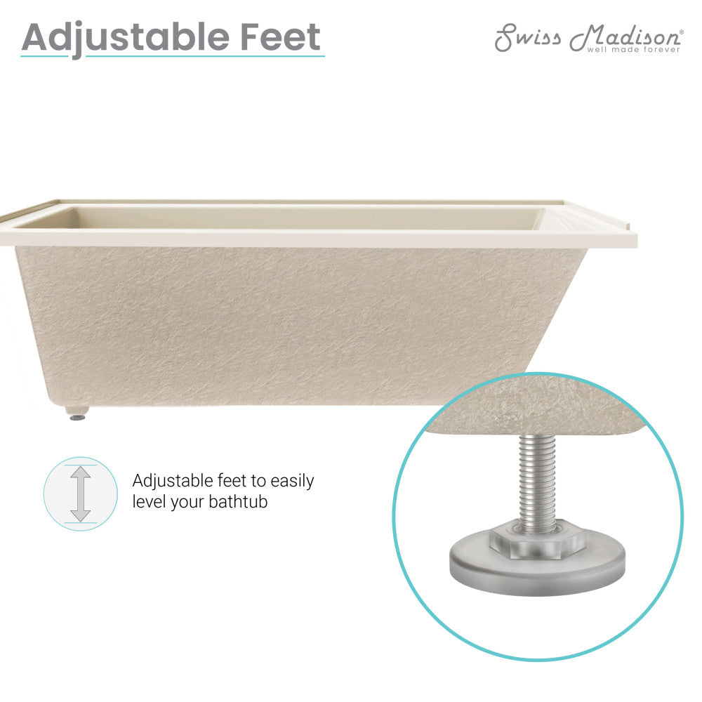 Swiss Madison Voltaire 60" x 30" Right-Hand Drain Alcove Bathtub in Bisque