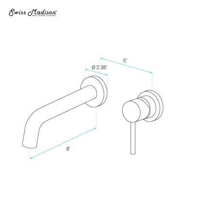 Swiss Madison Ivy Single-Handle Wall Mount Bathroom Faucet in Matte Black