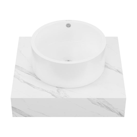 Swiss Madison Monaco 24" Floating Bathroom Shelf with Vessel Sink in White Marble