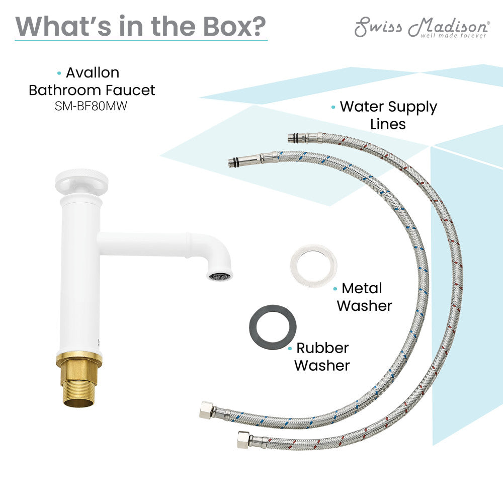 Swiss Madison Avallon Single Hole, Single-Handle Wheel, Bathroom Faucet in Matte White