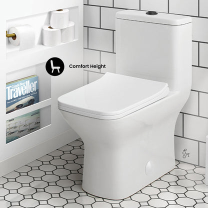 Swiss Madison Carre One Piece Square Toilet Dual Flush, Black Hardware