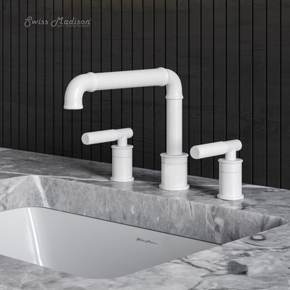 Swiss Madison Avallon 8 in. Widespread, Sleek Handle, Bathroom Faucet in Matte White
