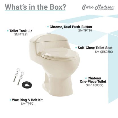 Swiss Madison Chateau One-Piece Elongated Dual-Flush Toilet in Bisque 1.1/1.6 gpf