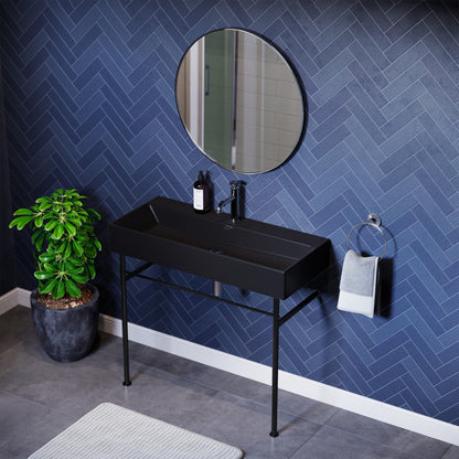 Swiss Madison Claire 40 Ceramic Console Sink Matte Black Basin Black Legs