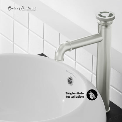 Swiss Madison Avallon Single Hole, Single-Handle Wheel, High Arc Bathroom Faucet in Brushed Nickel