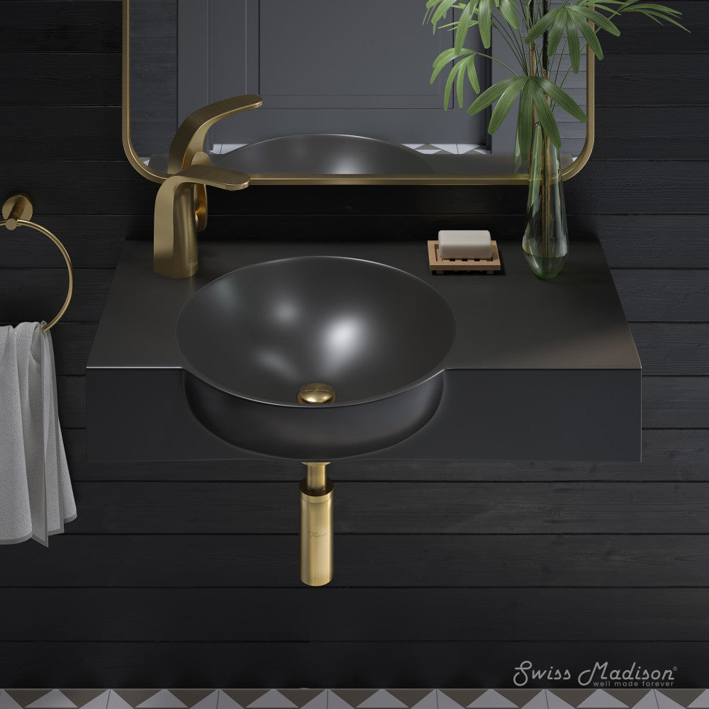 Swiss Madison Chateau 30" Left Side Faucet Wall-Mount Bathroom Sink in Matte Black