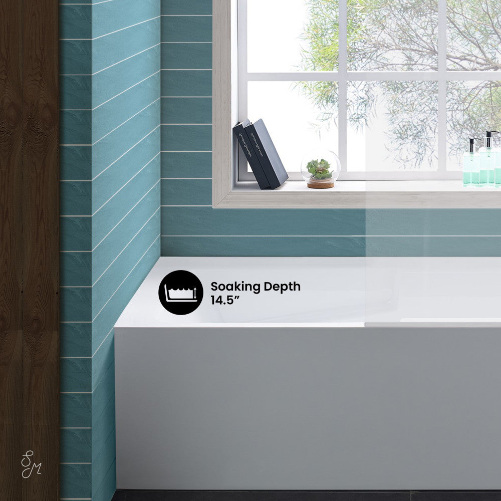 Swiss Madison Voltaire 60" x 32" Right-Hand Drain Alcove Bathtub with Apron and Armrest
