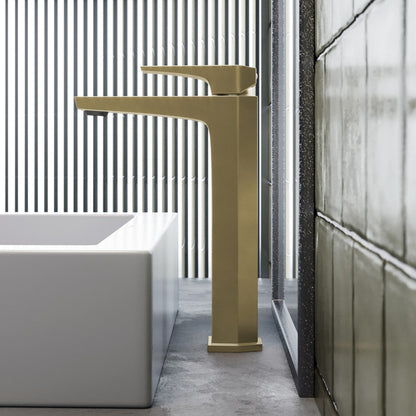 Swiss Madison Voltaire Single Hole, Single-Handle, High Arc Bathroom Faucet in Brushed Gold