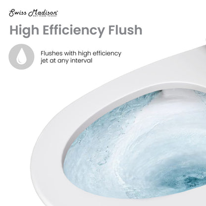 Swiss Madison Sirene Floor-Mounted Comfort Height Commercial Elongated Top Flush Spud Flushometer Toilet Bowl
