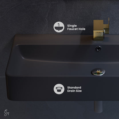 Swiss Madison Carre 36" Rectangle Wall-Mount Bathroom Sink in Matte Black