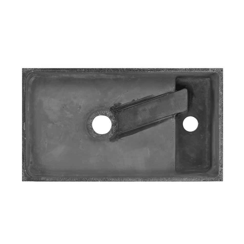 Swiss Madison Lisse 16" Concrete Rectangle Wall-Mounted Sink with Left Side Faucet Mount in Matte Dark Gray