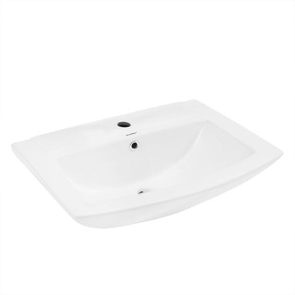 Swiss Madison Sublime Two-Piece Glossy White Ceramic Rectangular Pedestal Sink