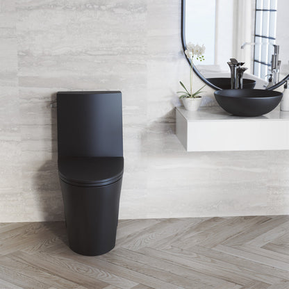 Swiss Madison St. Tropez One-Piece Elongated Toilet Left Side Vortex Flush Handle in Matte Black 1.28 gpf