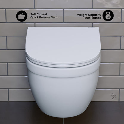 Swiss Madison Ivy Wall-Hung Elongated Toilet Bowl Only in Matte White