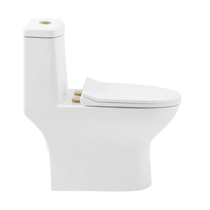 Swiss Madison Ivy One Piece Toilet Dual Vortex™ Flush, Brushed Gold Hardware 1.1/1.6 gpf