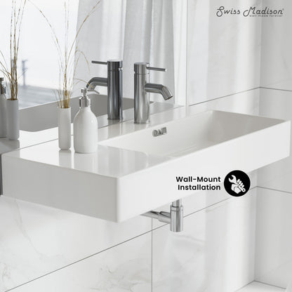 Swiss Madison St. Tropez 36" Rectangle Wall-Mounted Sink with Right Side Faucet Mount