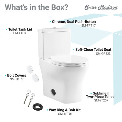 Swiss Madison Sublime II Two-Piece Round Toilet Dual-Flush 0.8/1.28 gpf
