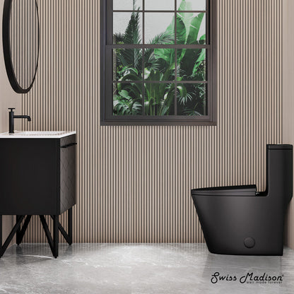 Swiss Madison Dreux One Piece Elongated Dual Flush Toilet with 0.95/1.26 GPF in Matte Black