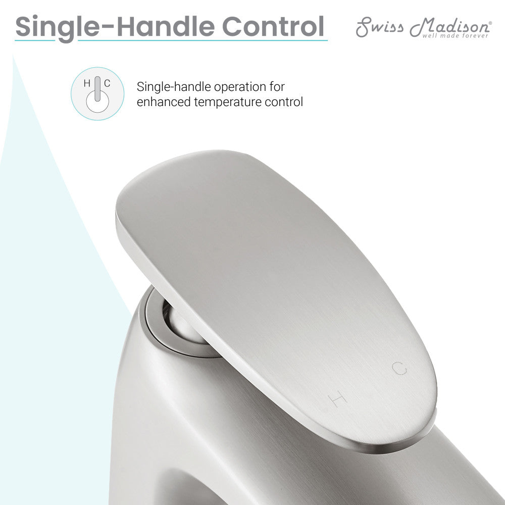 Swiss Madison Sublime Single Hole, Single-Handle, High Arc Bathroom Faucet in Brushed Nickel
