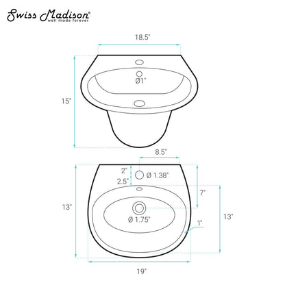 Swiss Madison Ivy 19" Wall-Mount Bathroom Sink