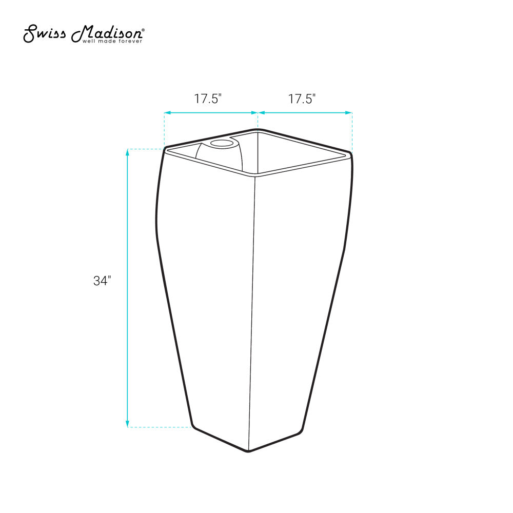 Swiss Madison Carre One Piece Pedestal Sink