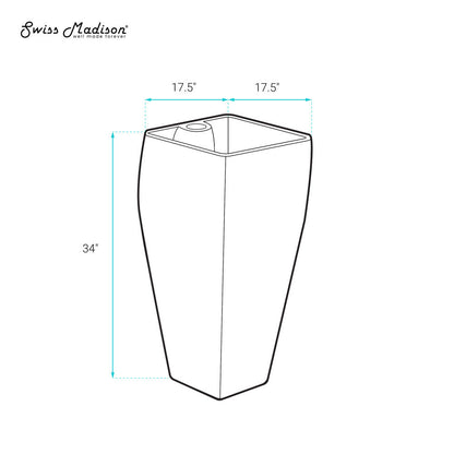 Swiss Madison Carre One Piece Pedestal Sink